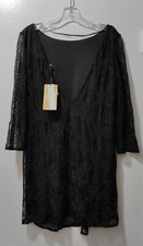 Zara Basic Women's Black Lace Lined Embellished Oversized Dress Size XS