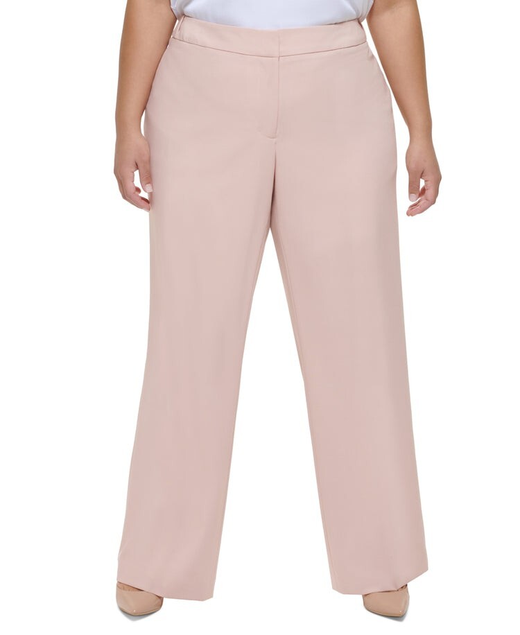 Calvin Klein Womens Highline Blush Pink Mid Rise Work Dress Pants Plus Size 18W