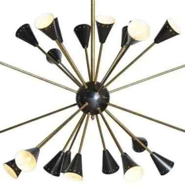 Stilnovo Style 24 Light Mid Century Brass Sputnik Chandelier light Fixture gift