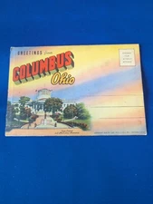 Columbus Ohio Postcard Photo Album Vintage 1940's Linen