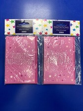 Happy birthday 2 X  8 Pack Invitations With Envelopes Girls Party Tesco Pink