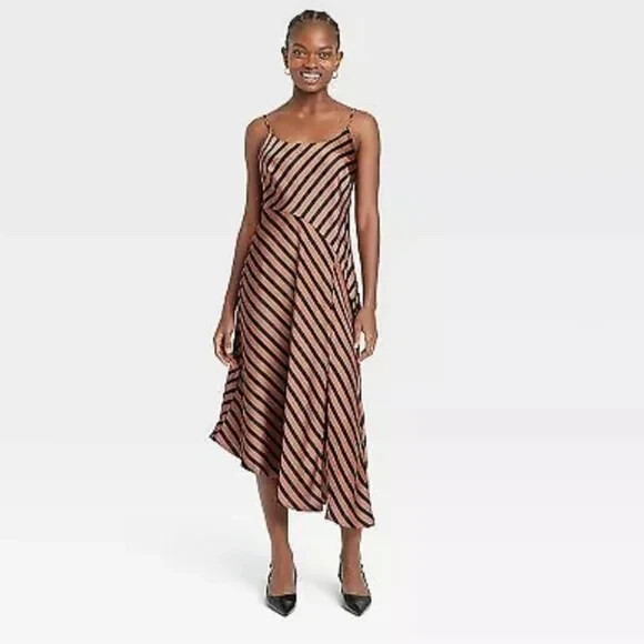 asymmetrical seam midi slip dress Women's Karen Millen Faux Leather Stylist Picks the Wide Strap Slip Size:us 4