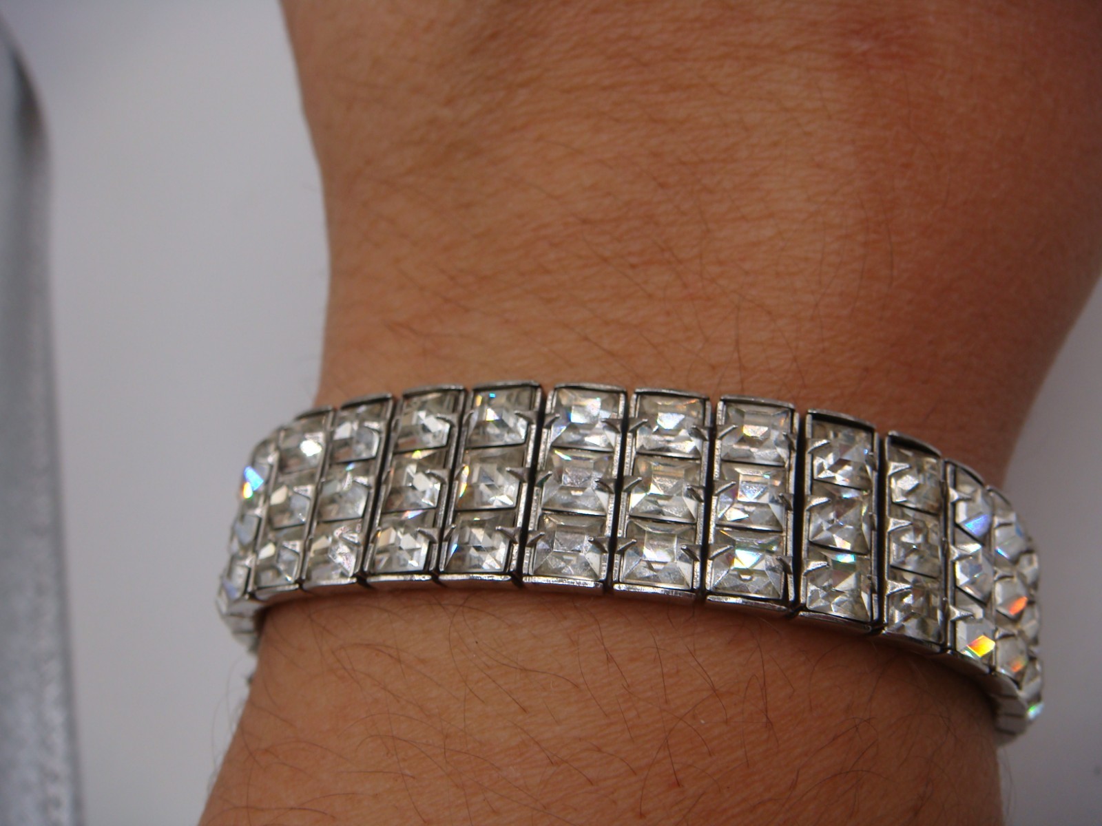 VINTAGE ART DECO RECTANGULAR RHINESTONE BRACELET … - image 1