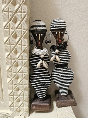 2er Set verschiedene Namji Puppen Ornamente aus Kamerun - 25-26 cm hoch