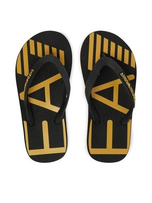 EA7 Emporio Armani Zehentrenner Schwarz Logo Gold 7X000659
