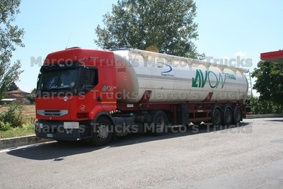LKW Foto Renault AE Silo-Sattelauflieger Italien rot AVON TRANS Gruppo Dr #b1sj
