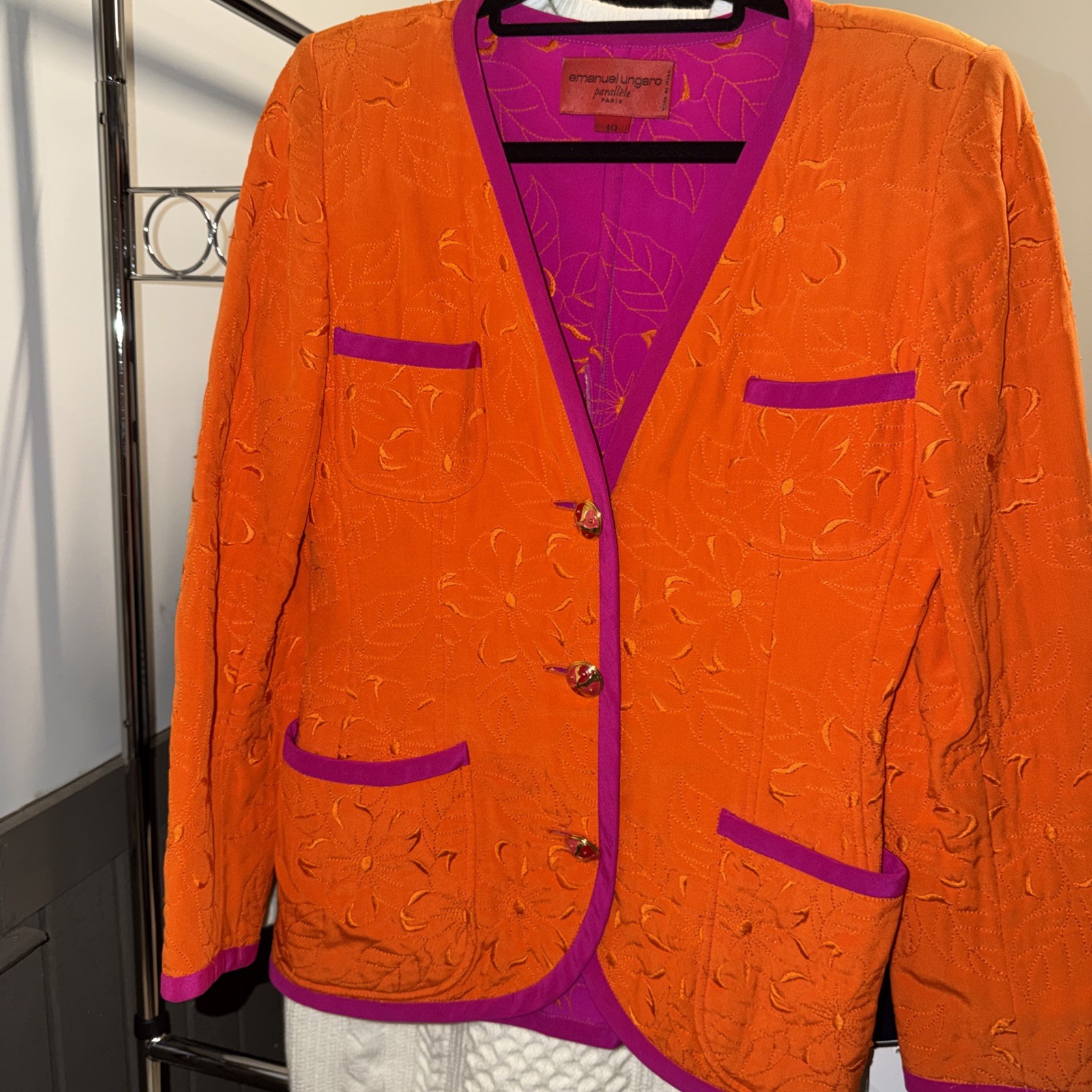 Emanuel Ungaro Rare Designer Short Coat Jacket Parallele Paris Sz 10 VINTAGE