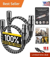 Durable 3ft XLR Microphone Cables, 2 Pack - Oxygen-Free Copper for Clear Sound