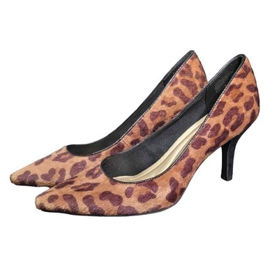 Comfort Plus by Predictions Leopard Heels 9.5 Brown Pointed Toe Textured Y2K