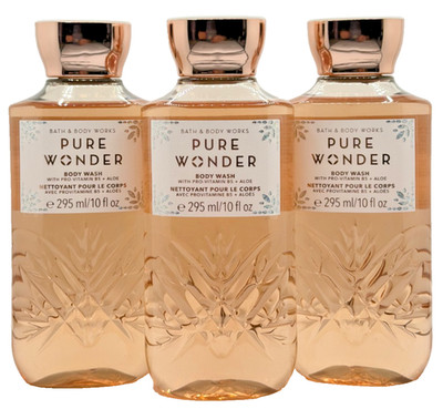 NEW Bath & Body Works Lot of 3 Bottles Pure Wonder Body Wash Shower Gel 10 oz