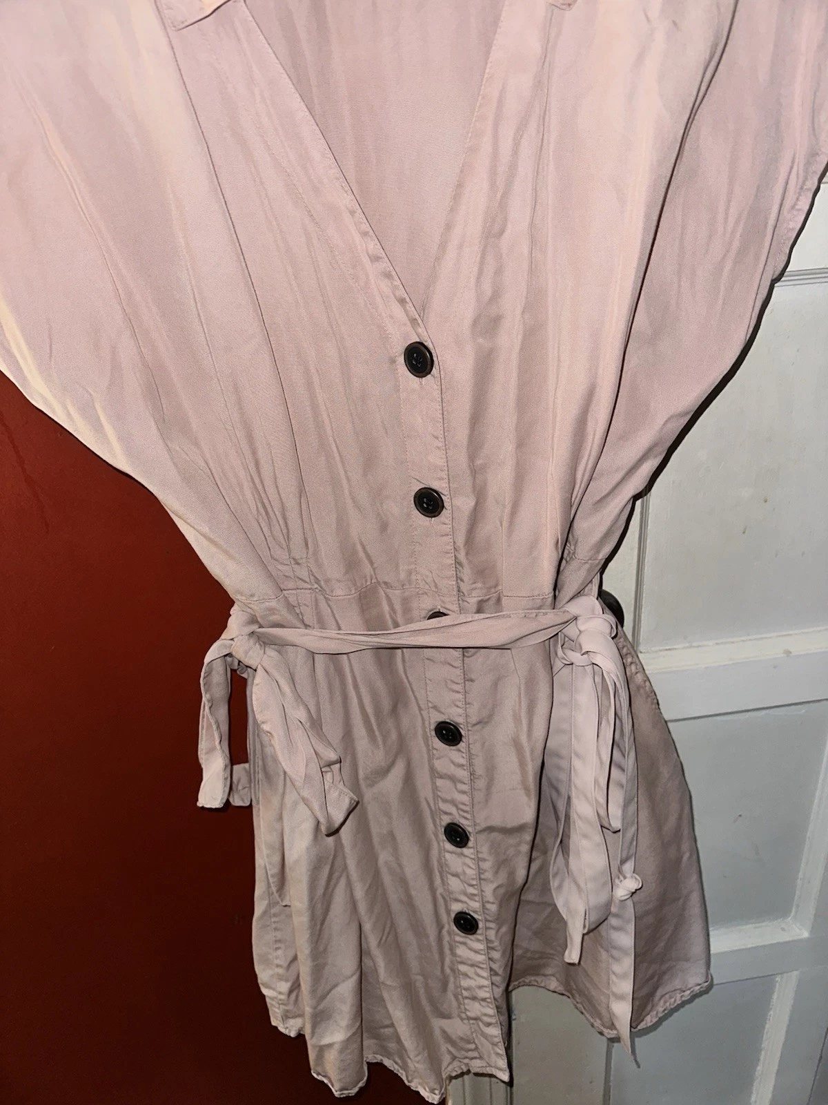 VETEMENTS Mini abito Zara rosa pallido con cintura tasche abbottonate