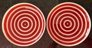TRON Inspired Identity Disc Dish Sark Red & White Slightly Imperfect SET OF TWO