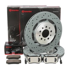 BREMBO Bremsscheiben + Beläge Sensor für ALFA ROMEO GIULIA STELVIO 2.9 Q4 hinten