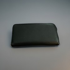 NEW Black Leather Zip-Around Wallet Wristlet Pebbled Faux Leather