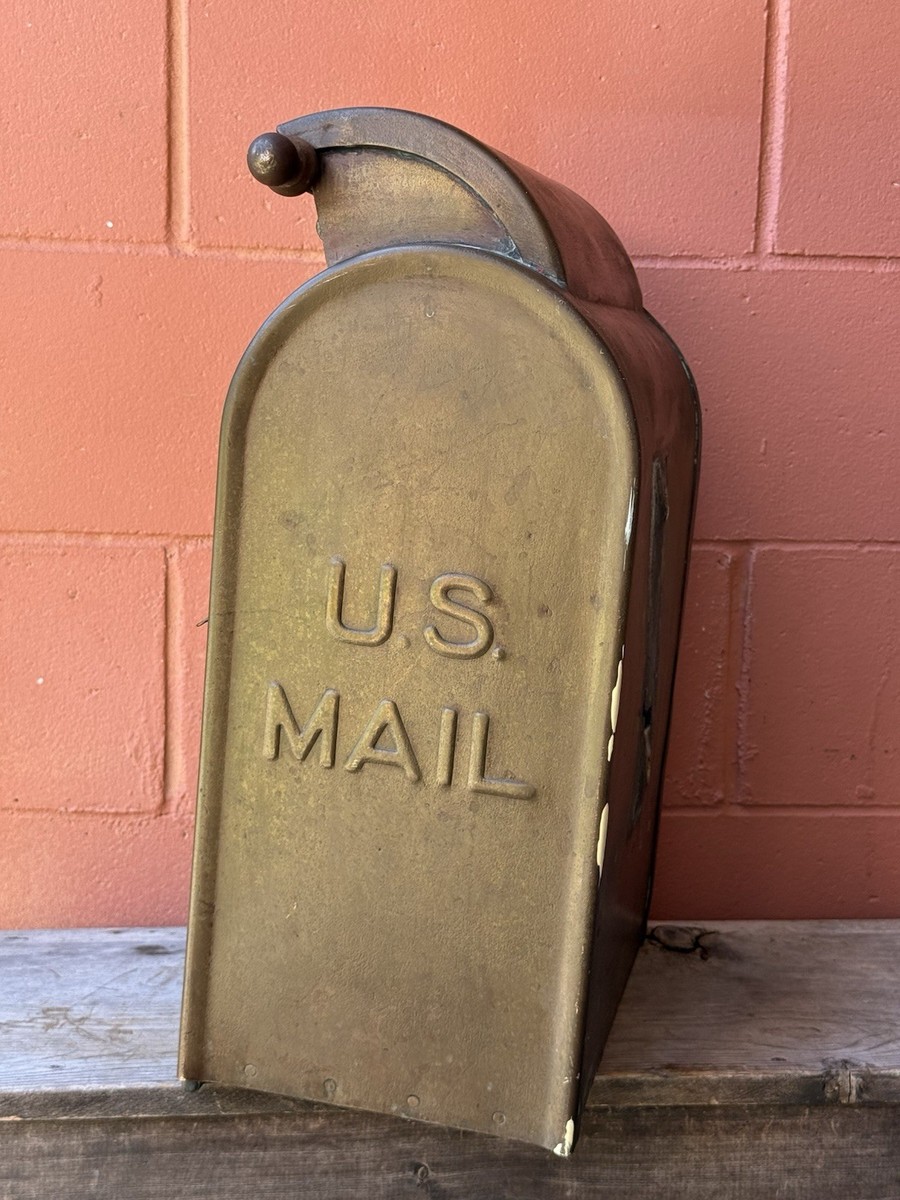 Vintage 1922 USPS US MAILBOX Letter Dropoff Post Office All Brass