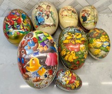 SEVEN German Paper Mache Egg Candy Containers  Bonus