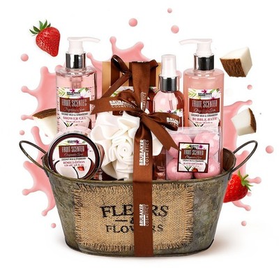 Damen Badeset Geschenkset Erdbeere Kokos 10 tlg Beauty Pflegeset Geschenk Frauen