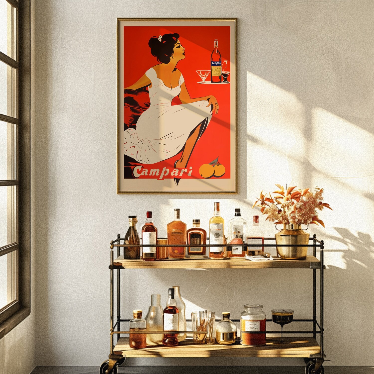 Campari Poster Vintage Alcohol Ad Retro Wall Art Bar Decor Print