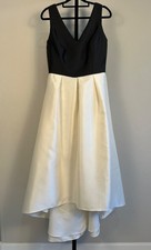 NWT Alfred Sung Sleeveless V-neck Black/Ivory Dress Size 12