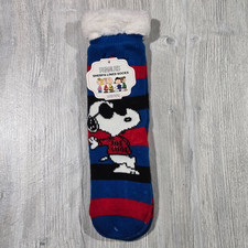 Peanuts Joe Cool Snoopy Sherpa Lined Socks Non-Slip Thick Warm Soft One Size