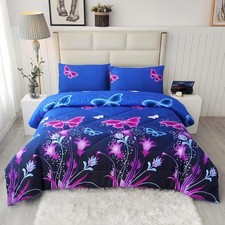 Sdy 3pcs Butterfly Comforter Set Twin, Bed in A Bag Set Twin Quilt Set, Kawaii C