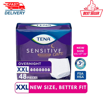 TENA Sensitive Care Overnight Underwear for Women Extra Extra Large 48 Count