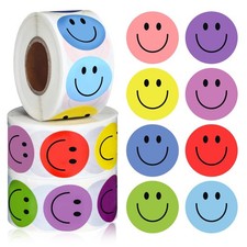 1500Pcs Smiley Face Stickers Cute Happy Face Stickers 3 Rolls Smiley Stickers...