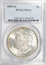1899 O MORGAN DOLLAR ~ SATIN FLASHY LUSTRE ~ BRILLIANT UNC GEM PCGS MS64