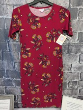 LuLaRoe Women’s Burgundy Floral Julia Short Sleeve Dress Size Small NWT!