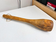 Vintage Manual Wooden Potato Masher Round Medium Brown Wood Handle 1pc