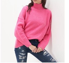 NWT Vince Camuto Relaxed Fit Turtleneck Sweater Pop Pink Women s Size S