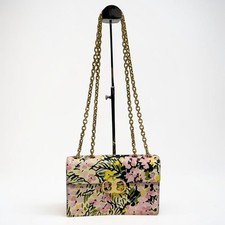 Tory Burch Gemini Link Floral PVC 2Way Chain Shoulder Bag Multi-Color Auth JAPAN