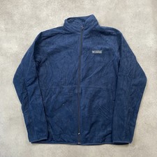 Columbia Fleece Mens Large Full Zip Outdoor Hiking Jacket, Navy