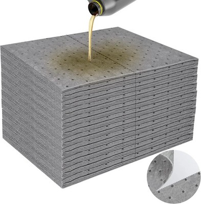 100 Pcs 10x13 Inch Oil Absorbent Pads for Automotive Workshop Spill Control