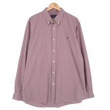 Ralph Lauren Vintage Men  s Button-Down Shirt Burgundy Plaid Custom Fit 2XL