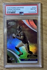 2018 Lamar Jackson Panini Certified GOLD Team ROOKIE CARD  PSA 8 (SHORT PRINT!). rookie card picture