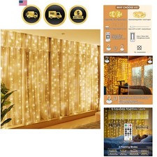 300 LED Fairy Curtain Lights USB Plug-in 9.8x9.8Ft Indoor Outdoor Decor