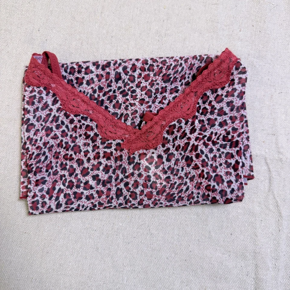Camiseta sin mangas elástica de encaje con estampado de leopardo roja talla S cami de malla de colección Y2K años 90 Foto 2 de 4