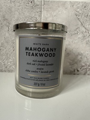 Bath & Body Works White Barn Mahagoni Teakholz Eindocht Kerze 227g Brandneu