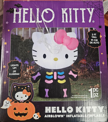 Gemmy 3ft Tall Hello Kitty Neon Skeleton Halloween Inflatable