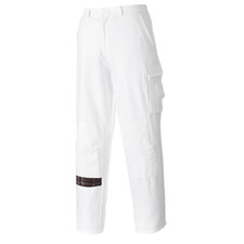 New PORTWEST S817 T Mens Work Painters Cotton MultiPocket Trousers White SMALL