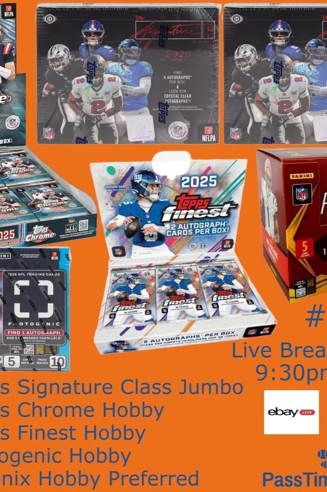 2025 TOPPS SIGNATURE CLASS FINEST CHROME FOOTBALL - 6x Box Hobby BREAK 3190