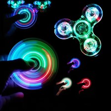 Fidget Spinner LED Light Luminous Hand Top Spinners Toy Glow in Dark Light EDC F