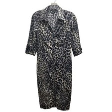 Zara Basic Leopard Print Button Front Dress Animal Print Black Women’s Medium