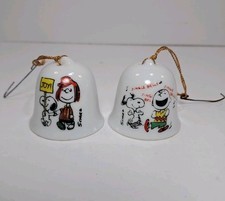 1958 & '66 Peanuts Porcelain Bell Christmas Ornaments, Snoopy, Charlie Brown
