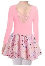 Ballet Leotards for Girls Dance Skirted Leotard Kids 4-5T Z-pink Rainbow-stars