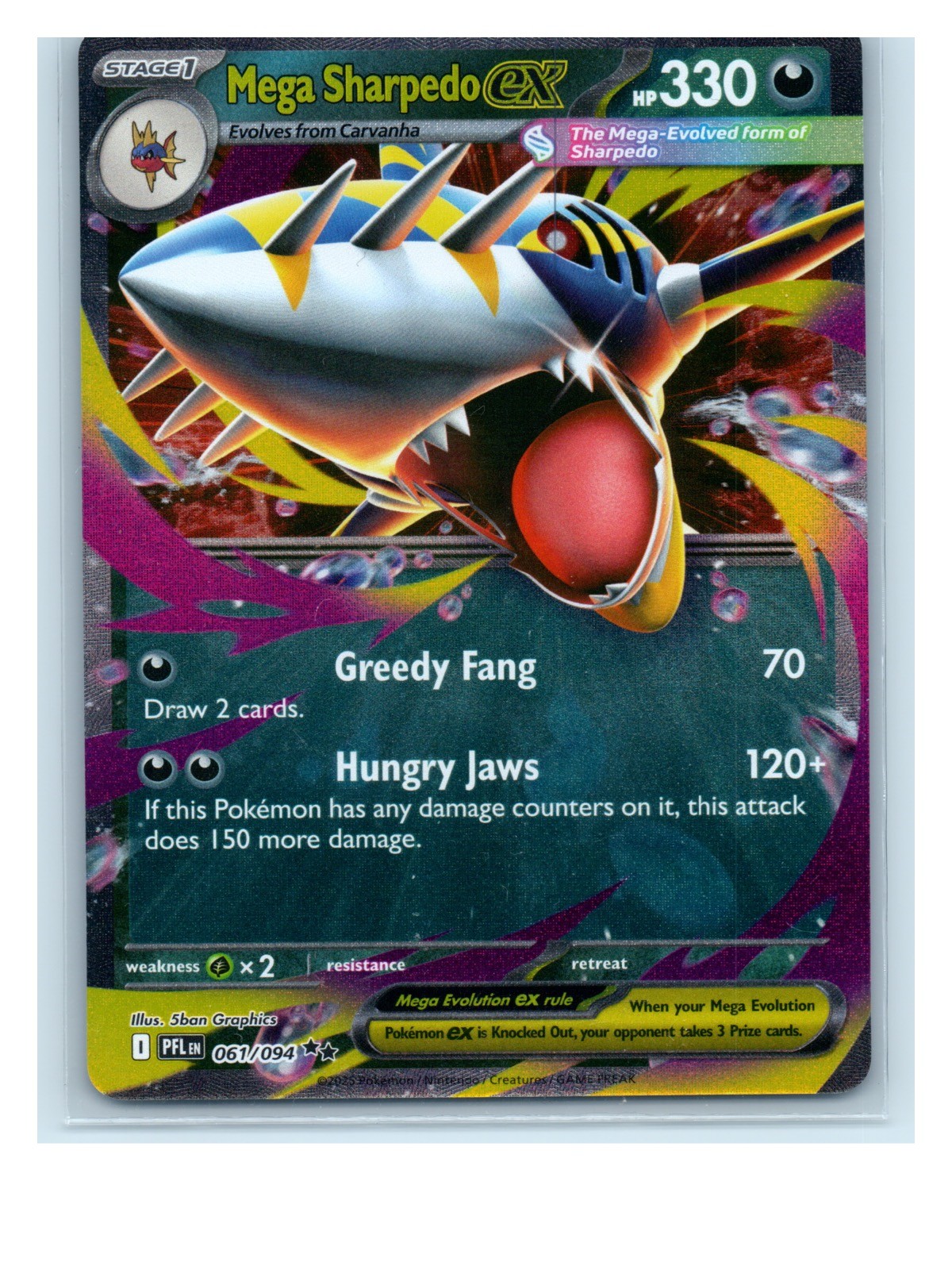 Mega Sharpedo ex - Holo 061/094 Double Rare ME02: Phantasmal Flames NM