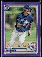 2020 Bowman Draft Chrome Purple Refractor /250 Jordan Groshans #BD-32 Blue Jays