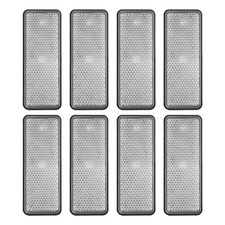 8Pcs Rectangle Rear Reflectors, Reflective Warning Reflector with Screw White