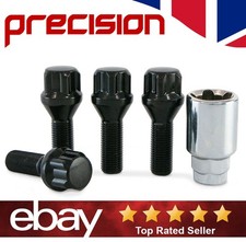 Black Locking Wheel Nuts Bolts for Peugeot with Aftermarket Alloys